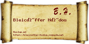 Bleicöffer Hódos névjegykártya